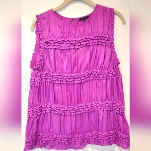 THEORY-size M- silk top /blouse sleveless -duffel details